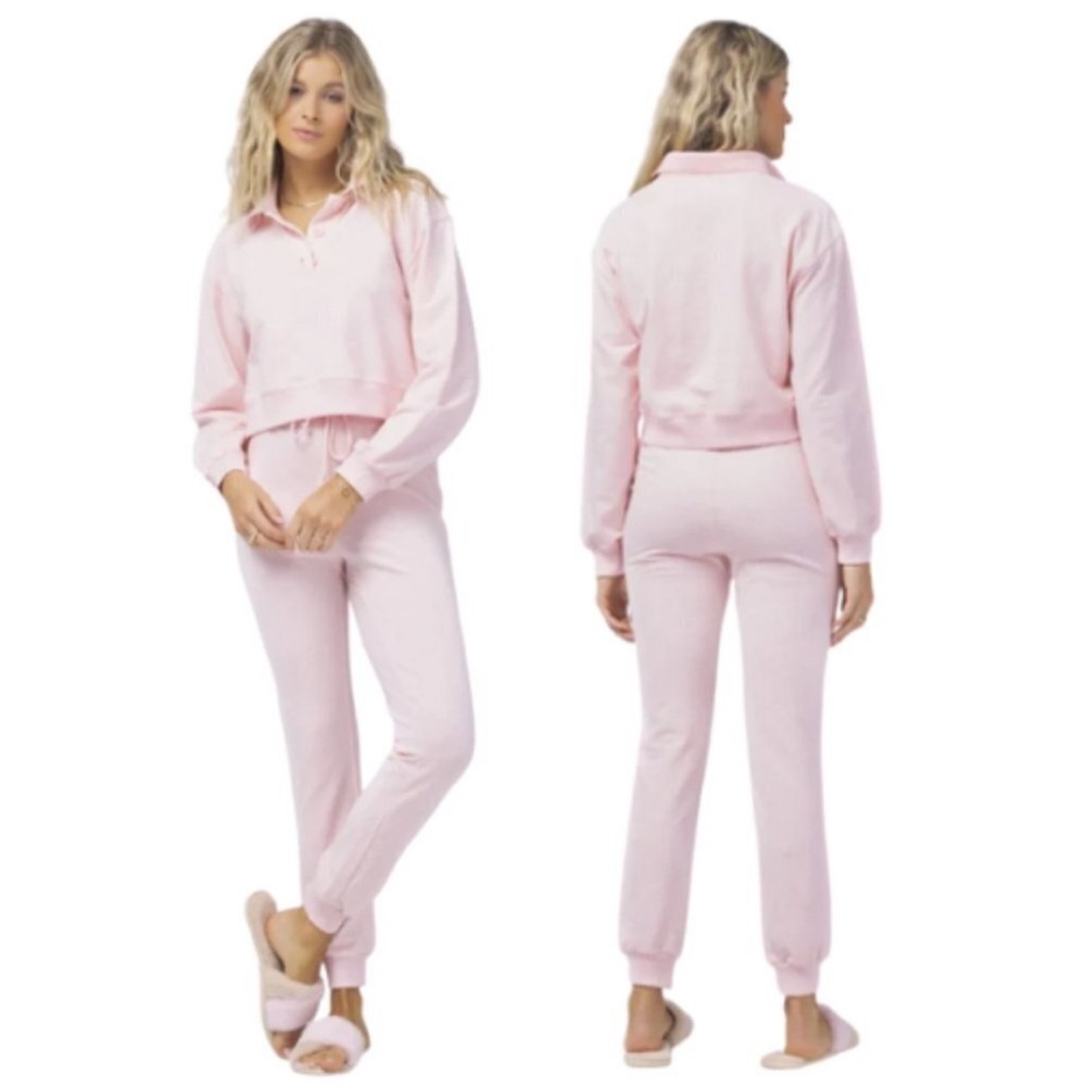 Living is easy set by L Space Pink Quartz 
LARGE Long top 
EXTRA LARGE bottoms